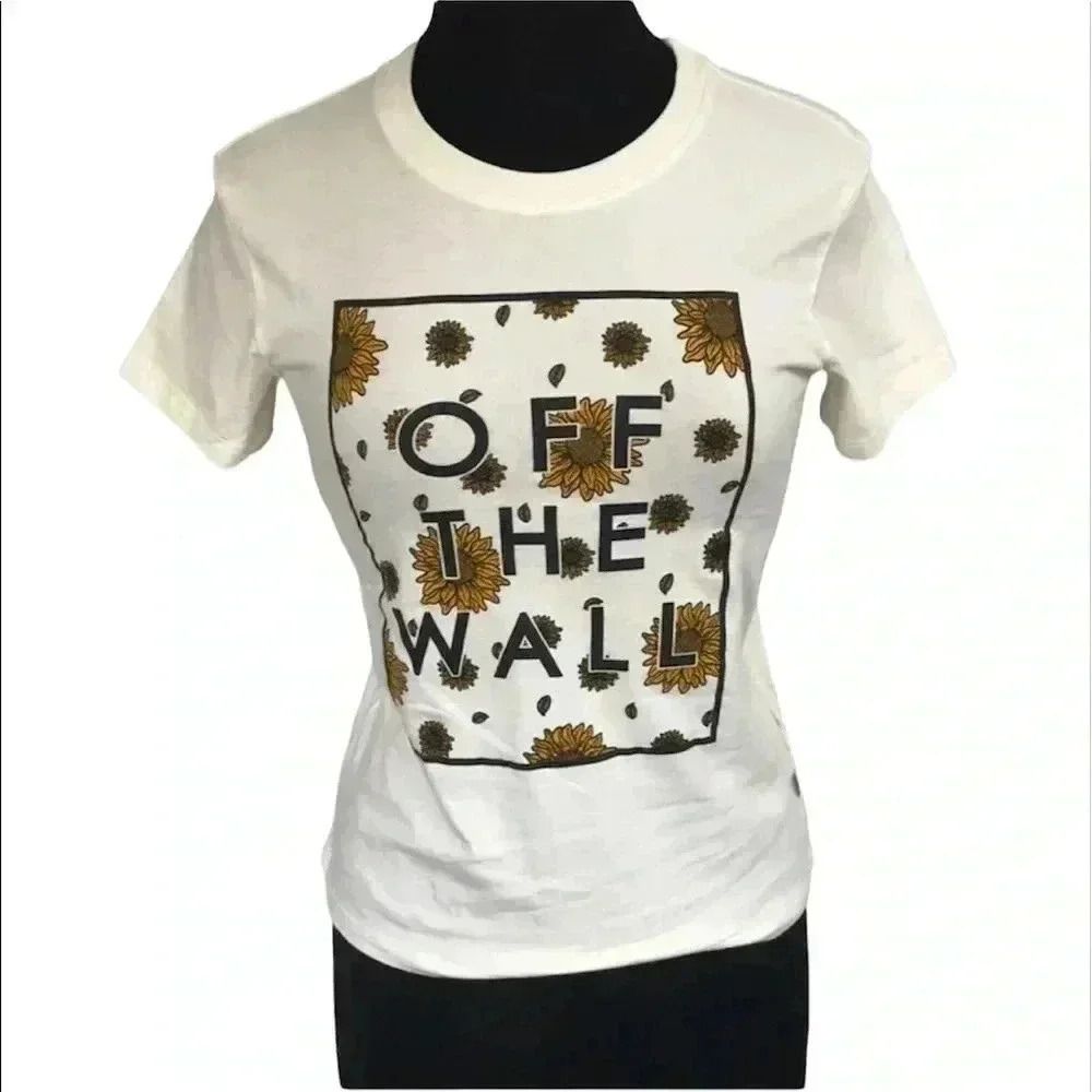 Vans Off The Wall Spell Out Floral Tee Size XS